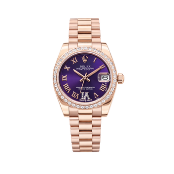 Rolex Watch | Datejust Two-Tone Aubergine Roman Diamond Purple Dial