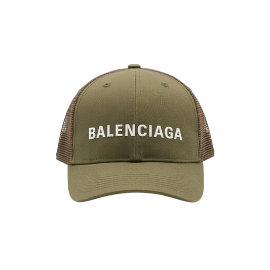 Balenciaga Cap | Logo Trucker Olive Green - View 1