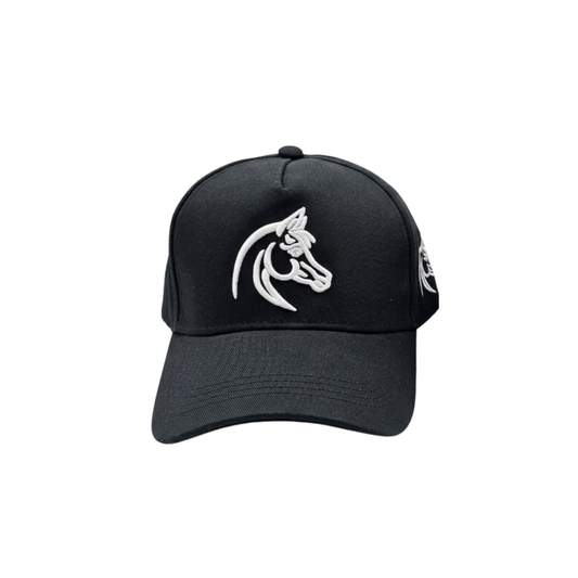 Classic Cap | Black Embroidered Baseball Horse Head Logo - View 1