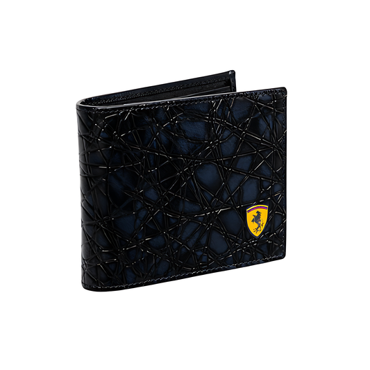 Ferrari Wallet | Blue Black Leather Horse Logo - View 1