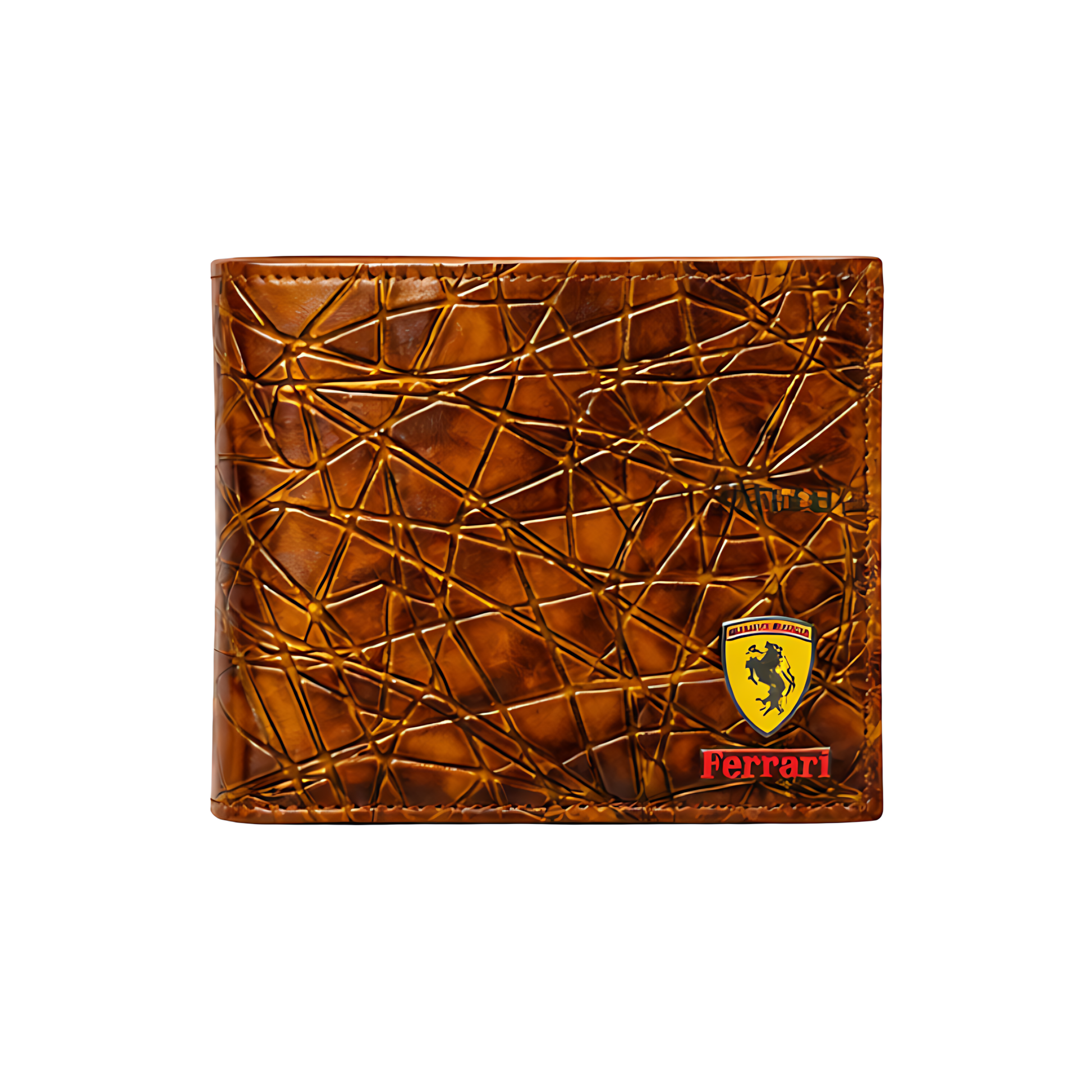 Ferrari Wallet | Brown Black Leather Horse Logo - View 2