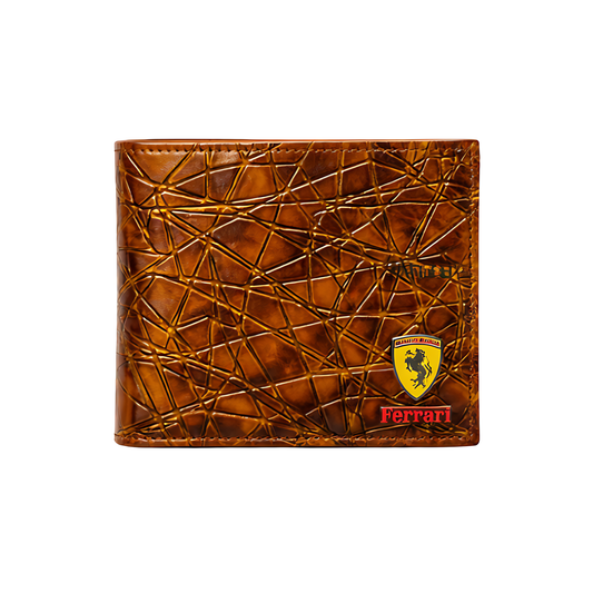 Ferrari Wallet | Brown Black Leather Horse Logo - View 2