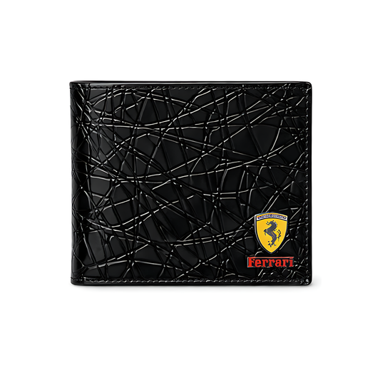 Ferrari Wallet | Premium Black Leather Horse Logo - View 2