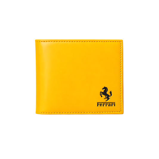 Ferrari Wallet | Yellowish Leather Horse Logo - View 2