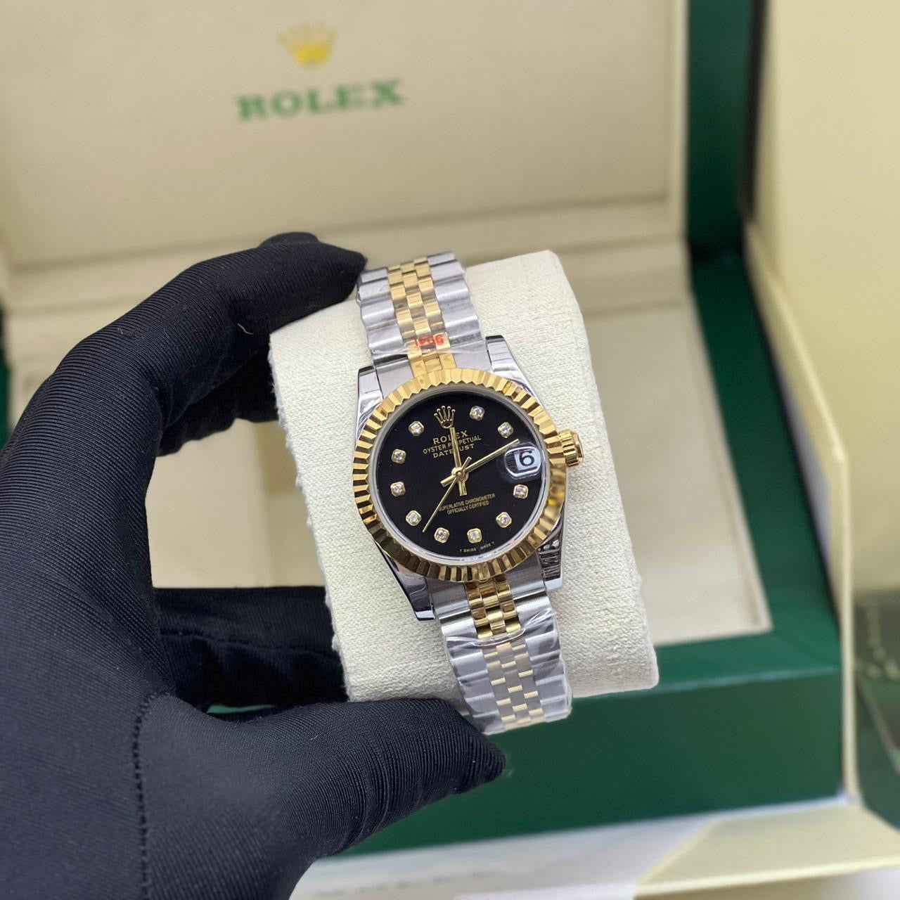 Rolex Watch | Datejust Two-Tone Black Diamond Dial Jubilee