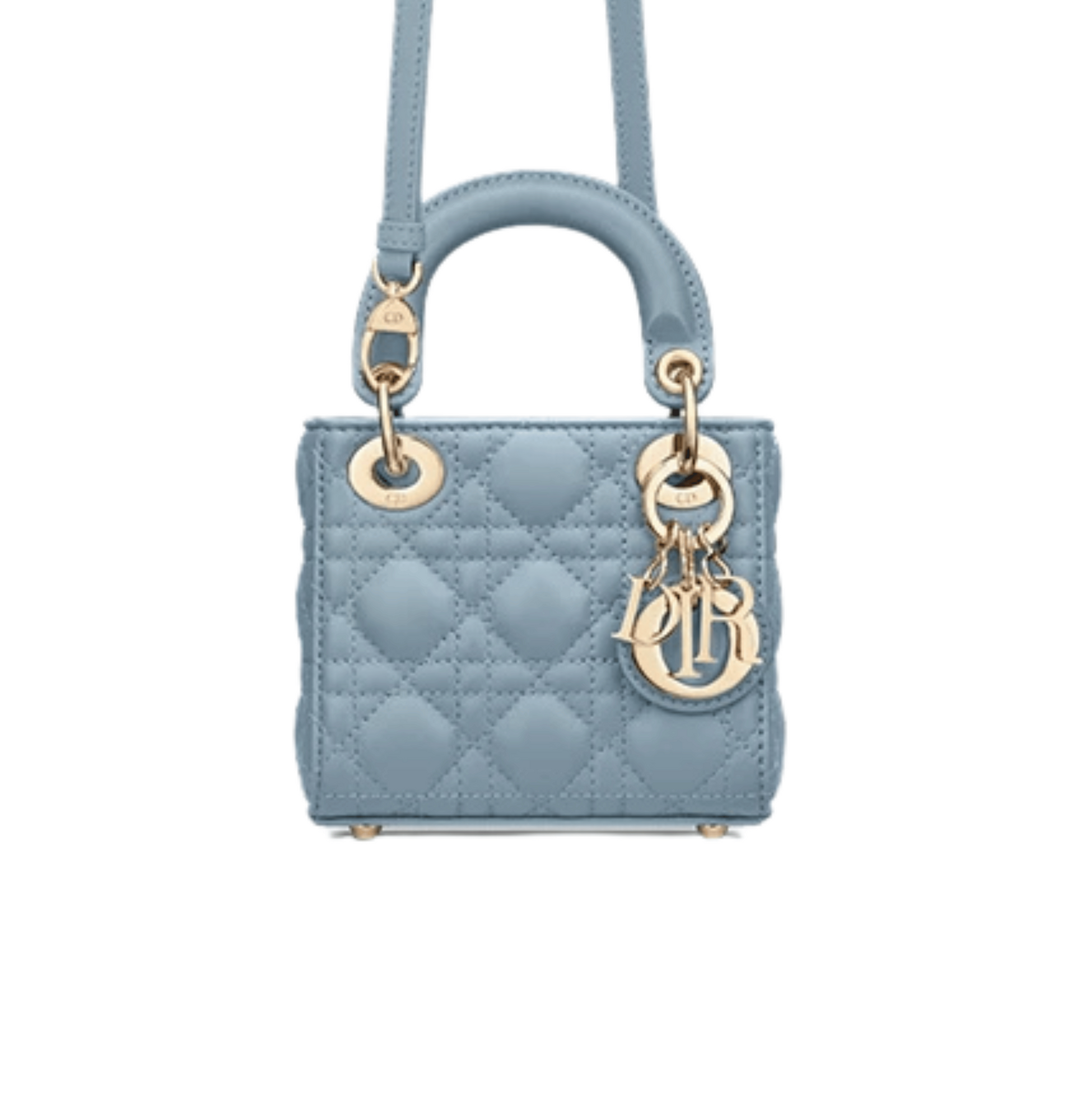 Dior | Lady Dior Micro Bag In A Soft or Dusk Blue - Free & Fast UAE Shipping