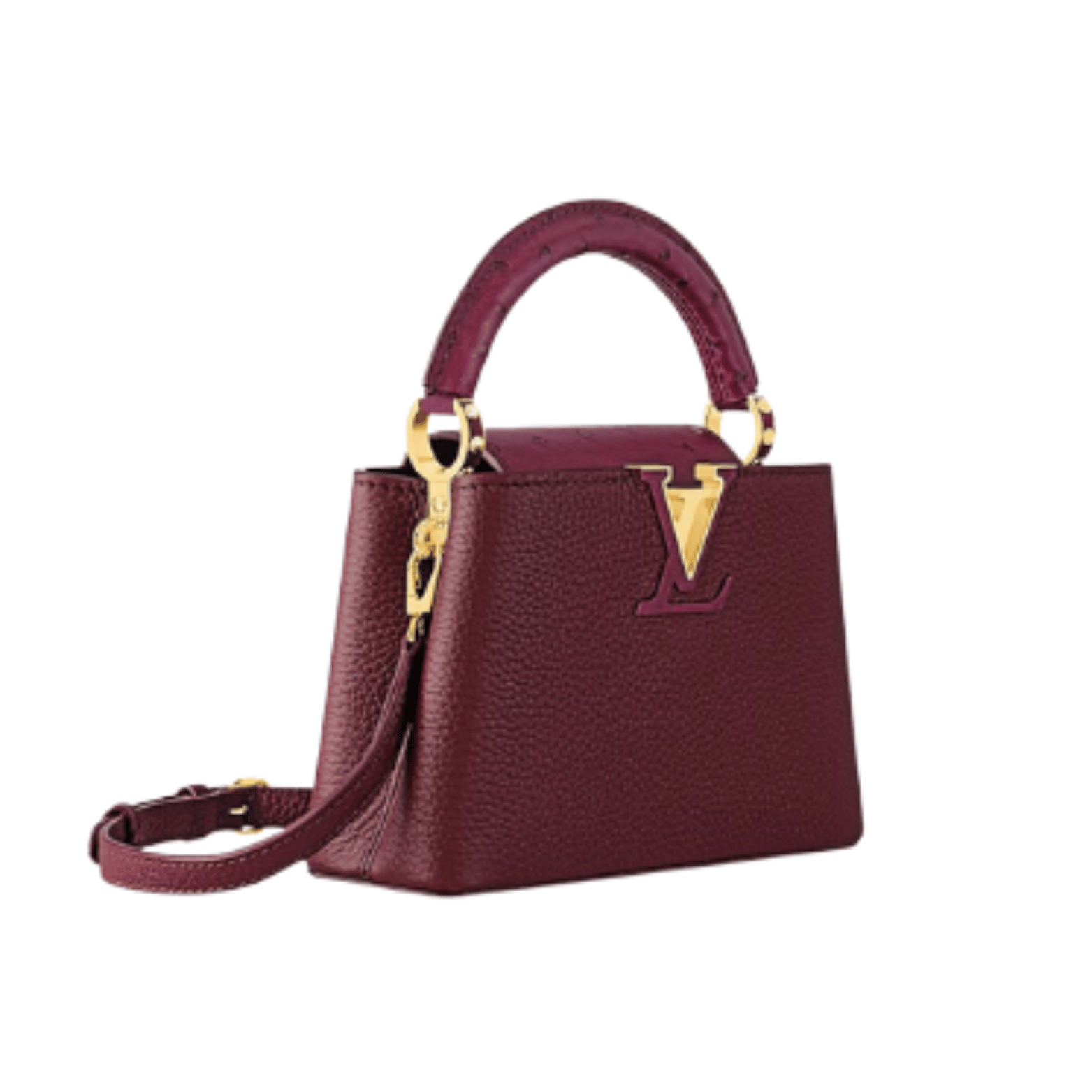 Louis Vuitton | Capucines East-west Mini Bag In Crinkled Grenat Red Leather With Gold-toned Hardware - Free & Fast UAE Shipping